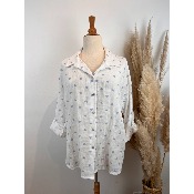Chemise c�urs en gaze de coton grande taille 46/48