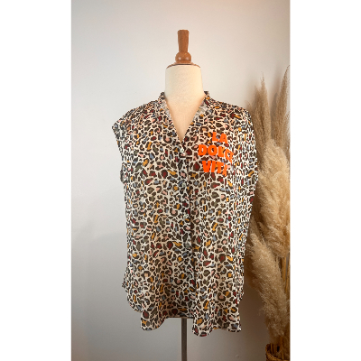 Chemise sans manches léopard multicolore grande taille
