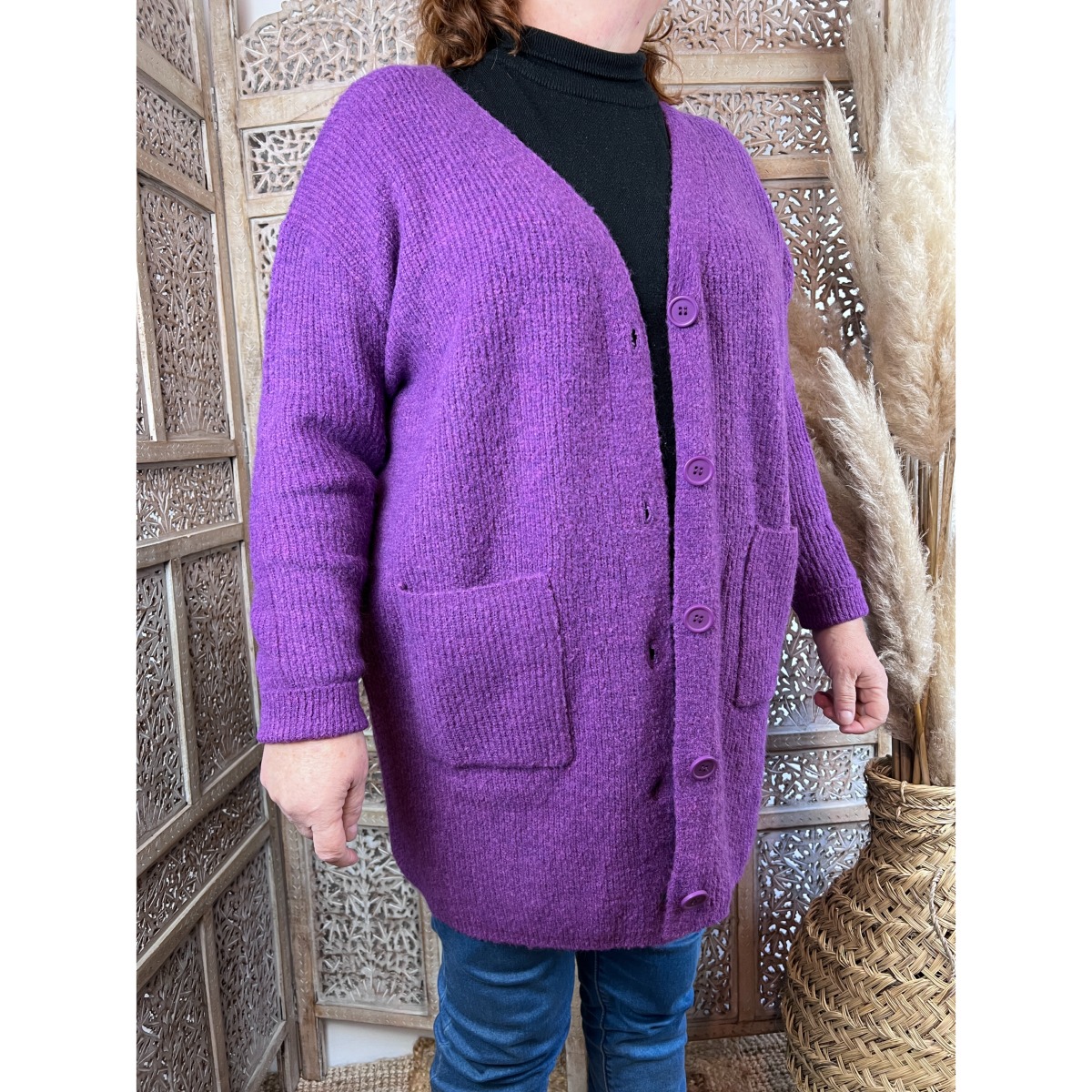 Veste Gilet Laine Violet Boh?�me Et Grande Taille | PASSION BOHEME
