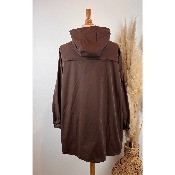 Imperméable à capuche mi-long grande taille