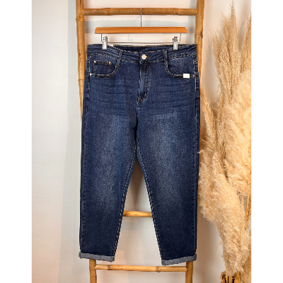 Jean coupe mom bleu foncé grande taille 