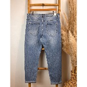 Jean coupe mom mini coeurs strass grande taille