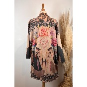 Manteau en suédine imprimée tête de buffle grande taille