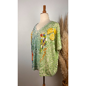 Pull lurex manches courtes bandana perroquet grande taille