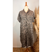 Robe chemise en coton léopard Ibiza grande taille