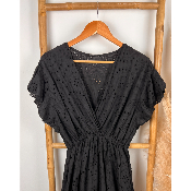 Robe longue coton cache-cœur broderie anglaise grande taille