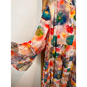 Robe longue imprimée nénuphars tie & dye