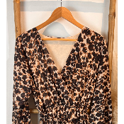 Robe longue léopard en voile doublé