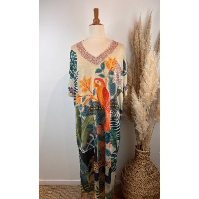 Robe longue lurex perroquet grande taille