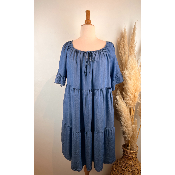Robe tencel volantée col élastiqué grande taille
