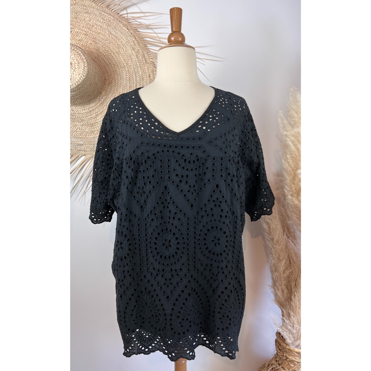 Blouse Zara Bohème - Broderies Anglaises Et Basques - Couleur Blanc - Taille XS/34-36 - Occasion Très Bon état