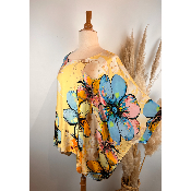 Tunique oversize imprimée soie & viscose grande taille