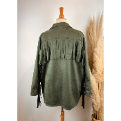 Veste blazer suédine à franges grande taille