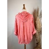 Veste capuche légère lin & coton grande taille