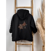 Veste Manteau à capuche dos étoiles léopard zèbre noir 40 - 44/46