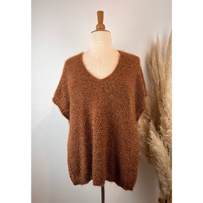 Pull sans manches maille mousseuse grande taille 48-52/54