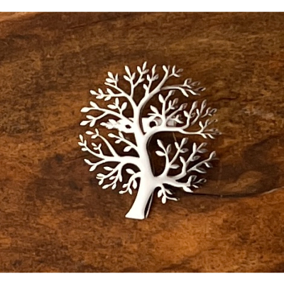 Broche arbre de vie épuré acier inoxydable