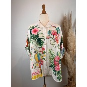 Chemise coton légère Perroquets "tropical" grande taille