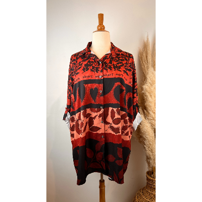 Chemise imprimé feuilles coeur grande taille 56/58