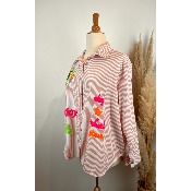 Chemise rayée brodée oeil grande taille