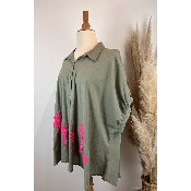 Chemise en voile de coton palmiers grande taille