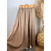 Jupe longue unie fluide avec ceinture grande taille