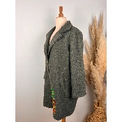 Manteau laine ananas brodé kaki grande taille 