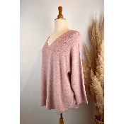 Pull col V uni grande taille