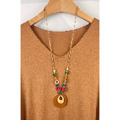 Pull léger uni + collier grande taille