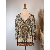Pull lurex manches longues mandala arbre de vie Grande Taille