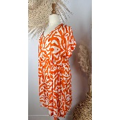 Robe imprimé orange viscose grande taille