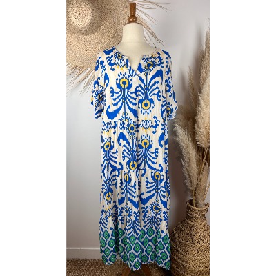 Robe Longue Bohème Femme - Manches Longues, Motif Floral, Col V - Style Vintage Décontracté - 4