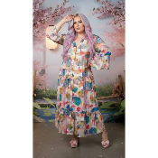 Robe longue imprimée nénuphars tie & dye