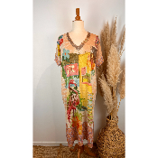 Robe longue lurex flamant rose grande taille