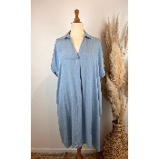 Robe tencel clair ou foncé col chemise + ceinture grande taille