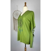 Pull droit mailles fines attrape rêves grande taille - vert