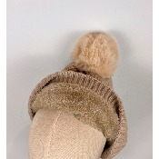Bonnet pompon doublé polaire
