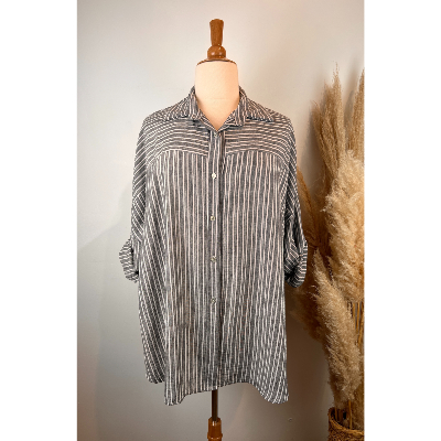 Chemise rayée en lin grande taille
