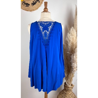 Débardeur tunique crochet papillon dos bohème grande taille