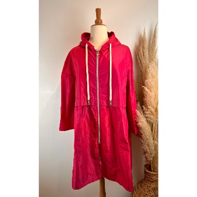 Imperméable coupe-vent à capuche mi-long grande taille