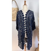 Kimono mi-long dentelle bohème grande taille