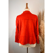 Veste perfecto en suédine grande taille rouge orangé