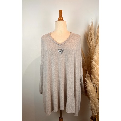 Pull coeur oversize grande taille 58 / 60