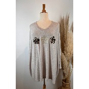 Pull fleurs léopard grande taille oversize 56-58