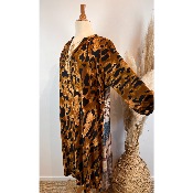 Robe bohème camel léopard tête de buffle grande taille