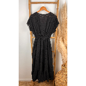 Robe longue coton cache-cœur broderie anglaise grande taille