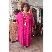 Robe longue en gaze de coton unie grande taille