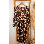 Robe longue léopard en voile doublé