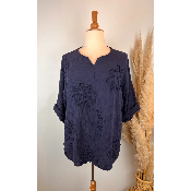 Tunique en gaze de coton fleurs grande taille