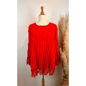 Tunique plissée bas dentelle grande taille 